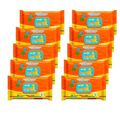 Imagem de Kit C/10 Lenços Umedecidos Natural Baby 100un Cada Evergreen