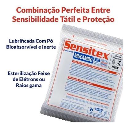 Imagem de Kit C/10 Luva Cirúrgica Látex Estéril Sensitex Mucambo 7,0