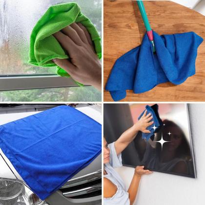 Imagem de Kit C/ 10 - Pano De Chão Microfibra Gigante 50x70cm - Neves - Multiuso - Limpeza Geral - Multicores