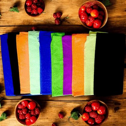 Imagem de Kit C/ 10 - Pano De Microfibra Gigante - 80 X 60cm - Neves - Multiuso - Limpeza Geral - Multicores