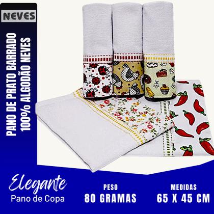 Imagem de Kit c/ 10 Pano De Prato Barrado Premium - Neves - Pé De Galinha - 45cm x 65cm - 100% Algodão - 80 gr