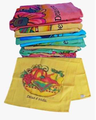 Imagem de Kit C/ 10 Pano De Prato Colorido Estampado Neves 100% Algodão