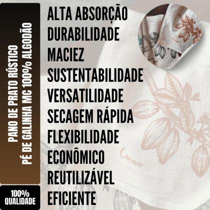 Imagem de Kit c/ 10 Pano De Prato Rústico Mc - Estampas Variadas - Pé De Galinha - 41 X 69 Cm - 65 gramas