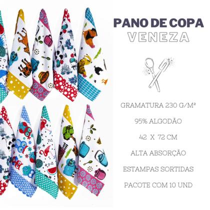 Imagem de Kit C/ 10 Panos De Prato Copa Veneza Algodão Estampada