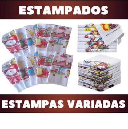 Imagem de Kit C/ 10 Panos de Prato Pé De Galinha Com Bainha Estampado  Legitimo  Original  Várias Estampas