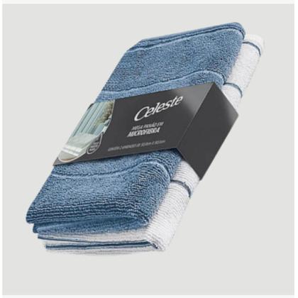 Imagem de Kit C/10 Panos Mega Panão Em Microfibra Multiuso Azul E Branco Tipo Toalha Vidros Secagem Automotiva