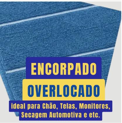 Imagem de Kit C/10 Panos Mega Panão Em Microfibra Multiuso Azul E Branco Tipo Toalha Vidros Secagem Automotiva