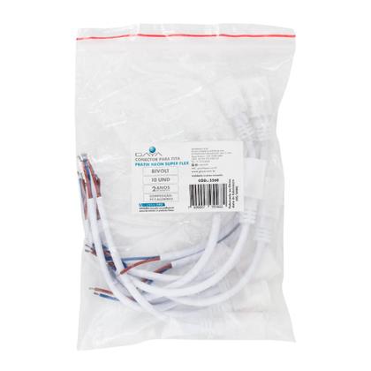 Imagem de Kit C/ 10 Peças Conector Fita Pratik Neon Ip20 Branco Gaya