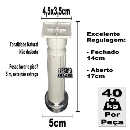 Imagem de Kit C/ 10 Peças - Pe Para Armario França 14 a 17cm Branco