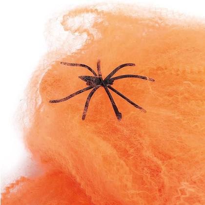 Imagem de Kit c/ 10 teias de aranha haloween laranja de poliester 20g