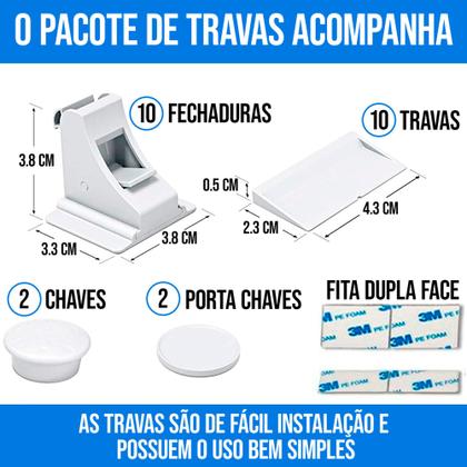 Imagem de Kit C/ 10 Travas Magnética Gaveta Armário Segurança Crianças 3559977097