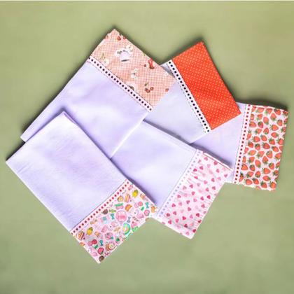 Imagem de Kit C/ 10 Un Panos De Copa Prato Barrado Pé De Galinha Com Bainha Cor Branco