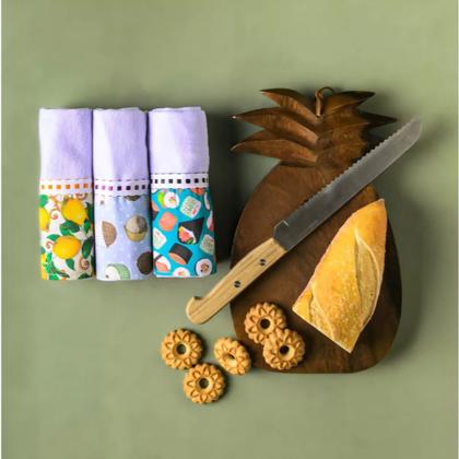 Imagem de Kit C/ 10 Un Panos De Copa Prato Barrado Pé De Galinha Com Bainha Cor Branco