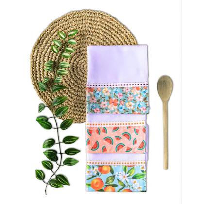 Imagem de Kit C/ 10 Un Panos De Copa Prato Barrado Pé De Galinha Com Bainha Cor Branco