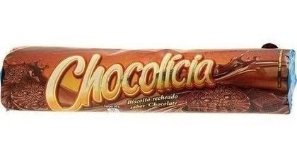 Imagem de Kit C/10 Unidades Biscoito Chocolícia Recheado Chocolate