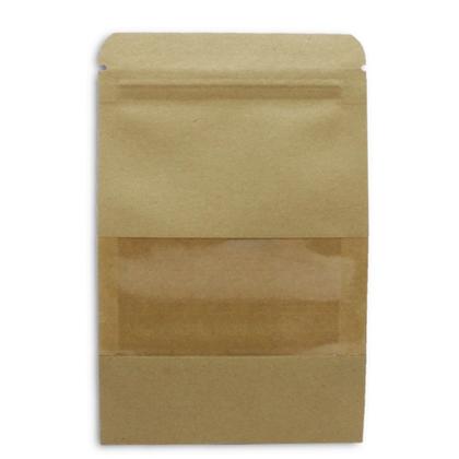 Imagem de Kit C/ 100 Sacos Stand Up Pouch Kraft Zip Lock Visor 10x15cm