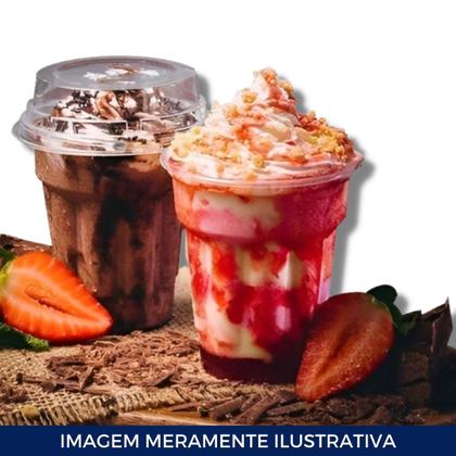 Imagem de Kit c/ 100 un. de copo plastico (kopus) p/ sundae 170 ml.   tampa p/ copo sundae 170 ml.