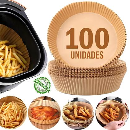 Imagem de kit c/ 100un Forro Descartável antiaderente Airfryer Prova De Óleo