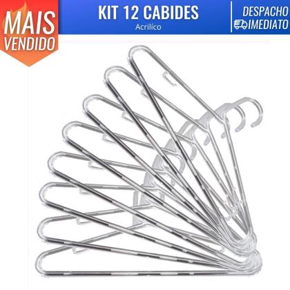 Imagem de Kit C/ 12 Cabide De Acrilico Transparente C/ Gancho Organizador P/ Roupas Paramount