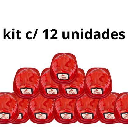 Imagem de Kit c/12 Capacete Bombeiro Vm Fantasia Festa Chápeu Fire Chief