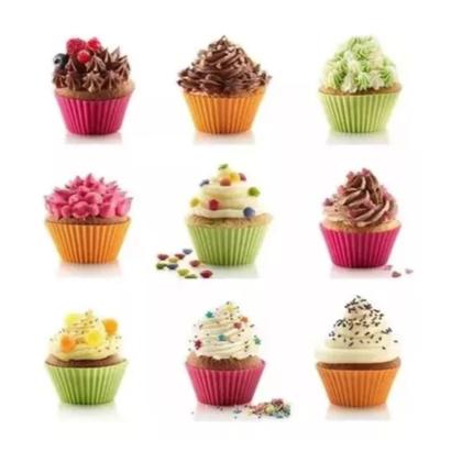 Imagem de Kit C/ 12 Forminhas De Silicone P/ Mini Bolos Cupcake Muffin
