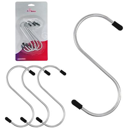 Imagem de Kit C/ 12 Ganchos De Metal Tipo S Multiuso Guarda Roupa 10cm