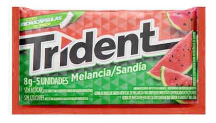 Kit c/ 12 Goma De Mascar Chiclete Sabor Melancia Trident 8g Imagem de Kit c/ 12 Goma De Mascar Chiclete Sabor Melancia Trident 8g