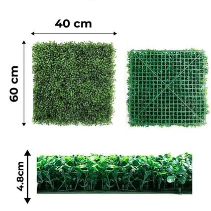 Imagem de Kit C/12 Jardim Vertical Artificial Placa Buchinho 60x40cm