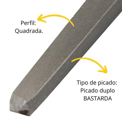 Imagem de Kit C/ 12 Lima Quadrada Bastarda 8 Pol Beltools