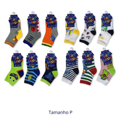 Imagem de Kit c/ 12 Meias Infantis para Menino Desenhos Sortidos Artbrun