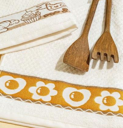 Imagem de Kit C/ 12 Toalhas De Cozinha / Pano De Copa Prato Felpudo/Atoalhado  Jacquard  100% Algodão  45x70cm  LMpeter