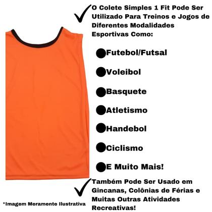 Imagem de Kit C/15 Coletes de Futebol Treino Jogo Simples 1 Fit