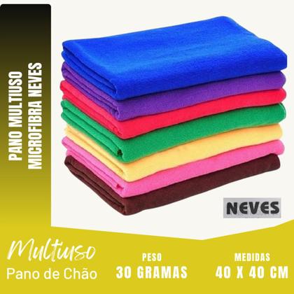 Imagem de Kit C/ 15 - Pano De Microfibra - 40 X 40cm - Neves - Pia - Multiuso - Limpeza Geral - Multicores