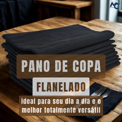 Imagem de Kit c/ 15 Pano De Prato Flanelado Mc 07 - Preto Liso - Alvejado - 41x70cm - 100% Algodão - 70 Gramas