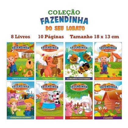 Imagem de Kit C/ 16 Livros Contos Infantis  Fábulas + Fazendinha Do Seu Lobato