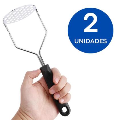 Imagem de Kit C/ 2 Amassador De Batatas Em Aço Inox Com Cabo Plástico Purê