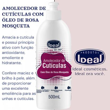 Imagem de Kit C/2 Amolecedor De Cutículas Ideal Óleo De Rosa Mosqueta 500ml
