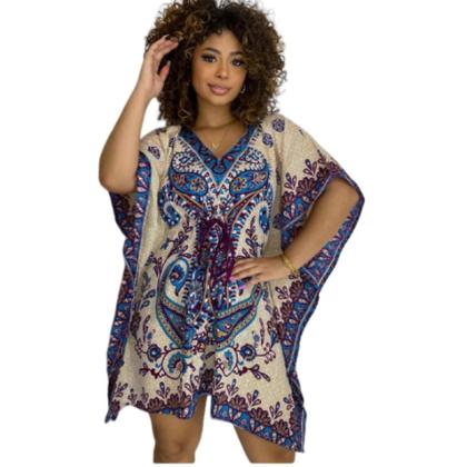 Imagem de Kit C/2 Blusa Bata Kaftan Saída De Praia Indiana Feminina