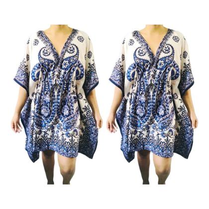 Imagem de Kit C/2 Blusa Bata Kaftan Saída De Praia Indiana Feminina