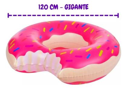 Imagem de Kit C/2 Boias Donuts Gigante 120cm Inflável Suporta Até 100k