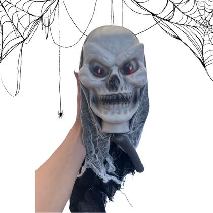 Imagem de Kit C/2 Cabeças Caveira Preto Pendurar Halloween Enfeite