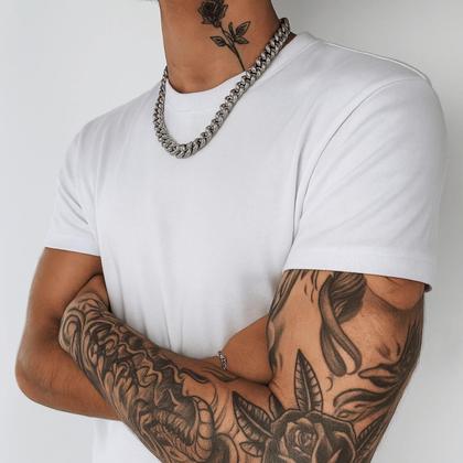 Imagem de Kit c/2 Camiseta Canelada Masculina Slim Fit Estilo Americano - Camisa Masculina Caimento Justo ao C