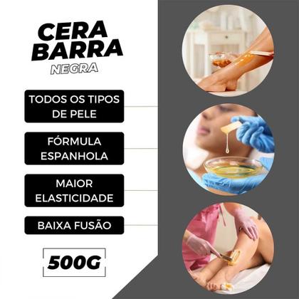 Imagem de Kit c/ 2 Ceras Negra Depilação em Tablete Quente Depilatória Depilflax 500g