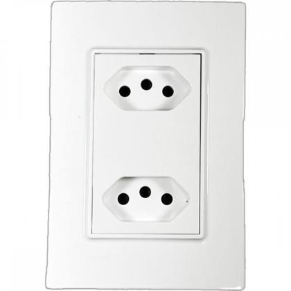 Imagem de Kit C/2 - Conjunto Ilumi Vivaz Branco Com Placa 2 Tomadas...