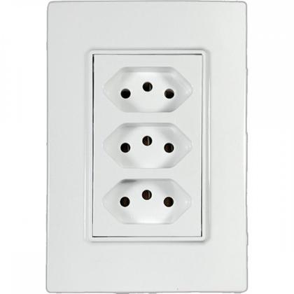 Imagem de Kit C/2 - Conjunto Ilumi Vivaz Branco Com Placa 3 Tomadas...