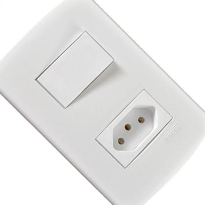 Imagem de Kit C/2 - Conjunto Peesa Alfa 1543A 1 Interruptor Sim.Tomada  ..