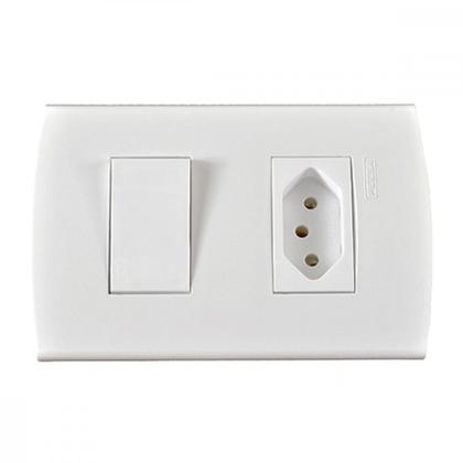 Imagem de Kit C/2 - Conjunto Peesa Alfa 1543B 1 Interruptor Par.Tom...