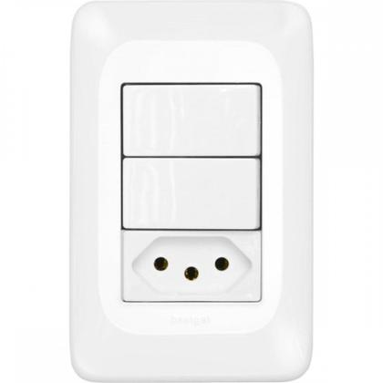 Imagem de Kit C/2 - Conjunto Pial Pop 4X2 Branco Com Placa (2Simple...