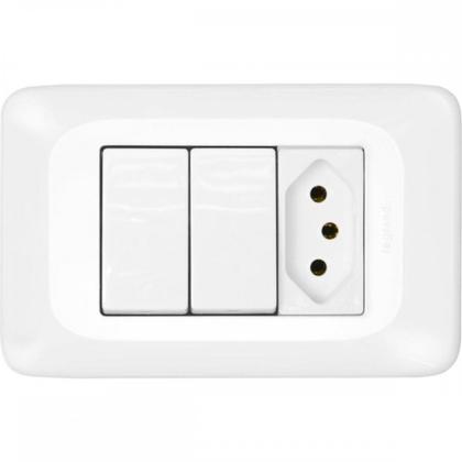 Imagem de Kit C/2 - Conjunto Pial Pop 4X2 Branco Com Placa (2Simple...