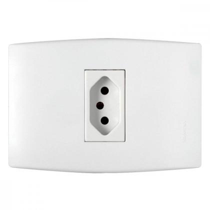 Imagem de Kit C/2 - Conjunto Soprano Ilus 4X2 Branco Com Placa(1Tomada  ..